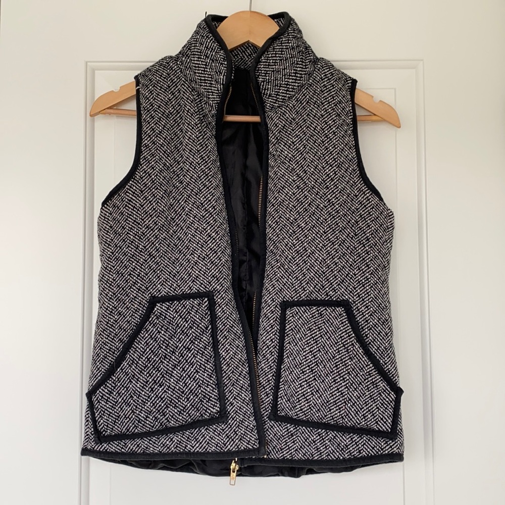 Black and white herringbone vest